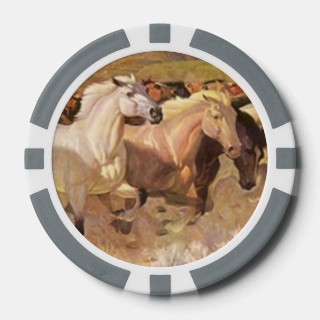Horse Poker Chip Luck Mustang Herd Stampede Stripe (Front)