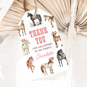 Horse Pony Birthday Thank You Gift Tags