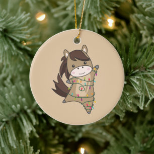 Horse Pony Christmas Snow Winter Animals Horses Ce Ceramic Tree Decoration