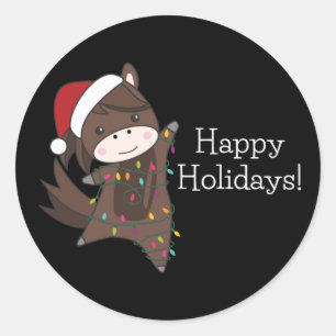 Horse Pony Christmas Snow Winter Animals Horses Classic Round Sticker