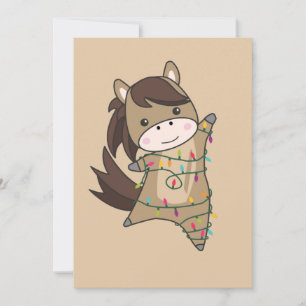 Horse Pony Christmas Snow Winter Animals Horses Ho Holiday Card