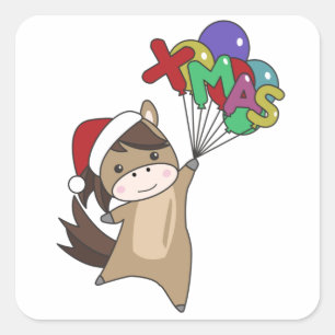 Horse Pony Christmas Snow Winter Animals Horses Square Sticker