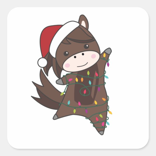Horse Pony Christmas Snow Winter Animals Horses Square Sticker (Front)