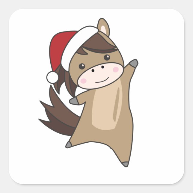 Horse Pony Christmas Snow Winter Animals Horses Square Sticker (Front)