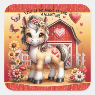 Horse Pony Valentine Barnyard Sticker 