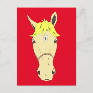 Horse portrait cartoon postcard