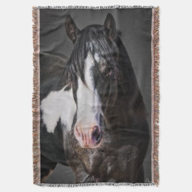 Horse Portrait II Throw Blanket (Front Vertical)