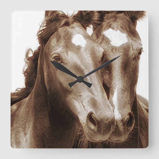 Horse Portrait III Square Wall Clock (Front)