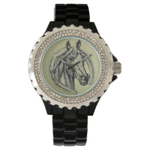 Horse Portrait Illustration Wrist Watch