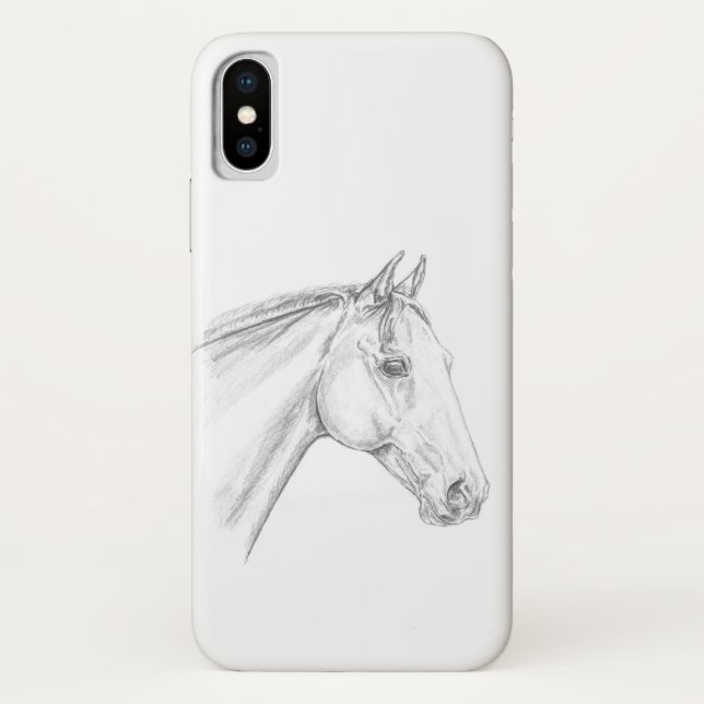 Horse Portrait in Pencil Case-Mate iPhone Case (Back)