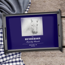 Horse Portrait Navy Blue Family Ranch Serving