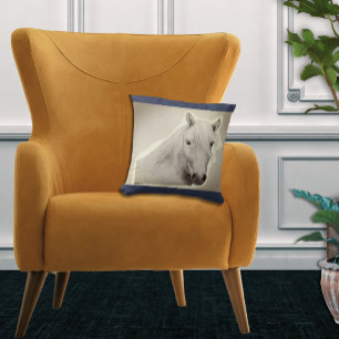 Horse Portrait Navy Equestrian Art Decor Cushion