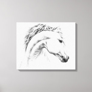Horse portrait pencil drawing Equestrian art Canvas Print