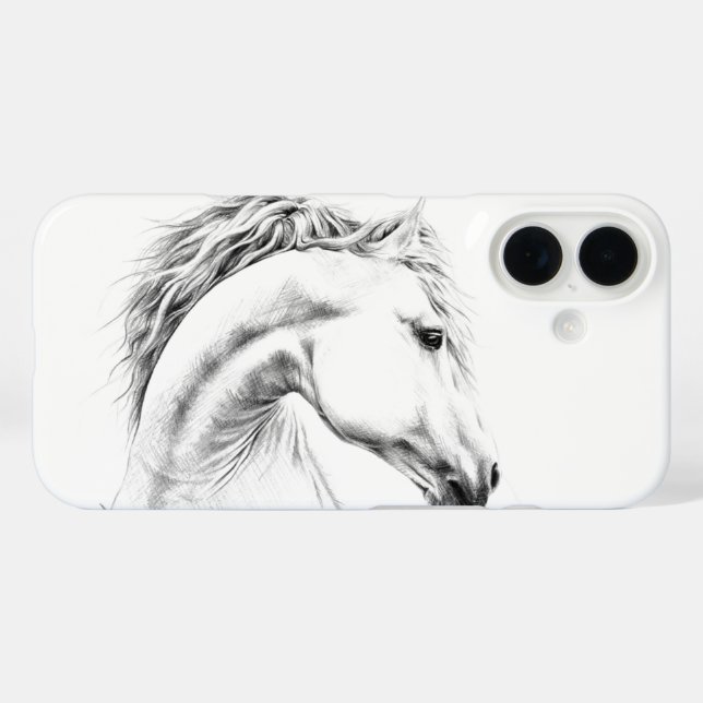 Horse portrait pencil drawing Equestrian art Case-Mate iPhone Case (Back (Horizontal))