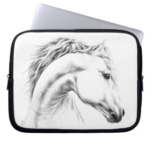Horse portrait pencil drawing Equestrian art Laptop Sleeve