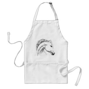 Horse portrait pencil drawing Equestrian art Standard Apron