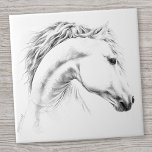 Horse portrait pencil drawing Equestrian art Tile<br><div class="desc">Horse head - graphite pencil drawing. Hand drawn minimalist equine art. 🔹 You can customise it - resize/rotate the image,  add text and more :) 🔹🔹🔹 Send me a photo of your purchase or just share it and tag me @edrawings38art (on FB/IG/Twitter) Thank you! 💜</div>