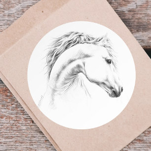 Horse portrait pencil drawing Stickers