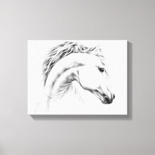 Horse portrait pencil drawing wrapped canvas