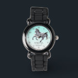 Horse portrait pony girls watch for kids appaloosa<br><div class="desc">Horse portrait pony girls horse watch for kids galloping appaloosa silver grey horse turquoise ombre background,  beautiful personalised gift for horse lovers .</div>
