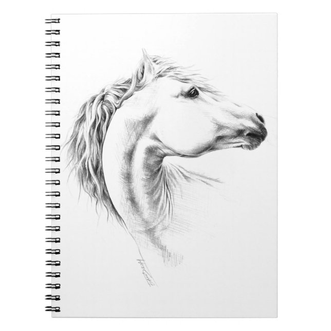 Horse portrait sketch drawing Equestrian art Notebook (Front)