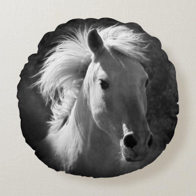 Horse Portrait V Round Cushion (Front)