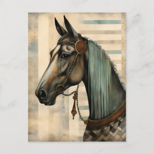 Horse Portrait with Ornate Bridle Postcard