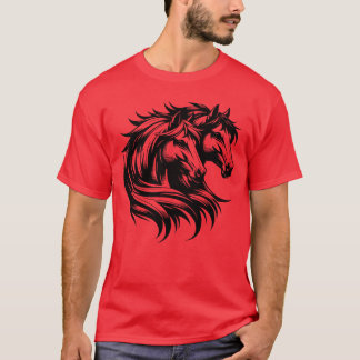 Horse Portraitwo Horses Elegant Beautiful Mane fam T-Shirt