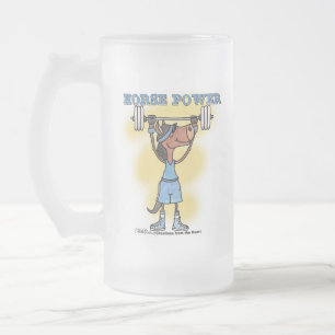 Horse Power Frosted Glass Beer Mug