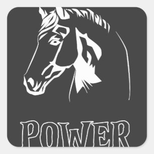 Horse Power Head Sign Square Sticker