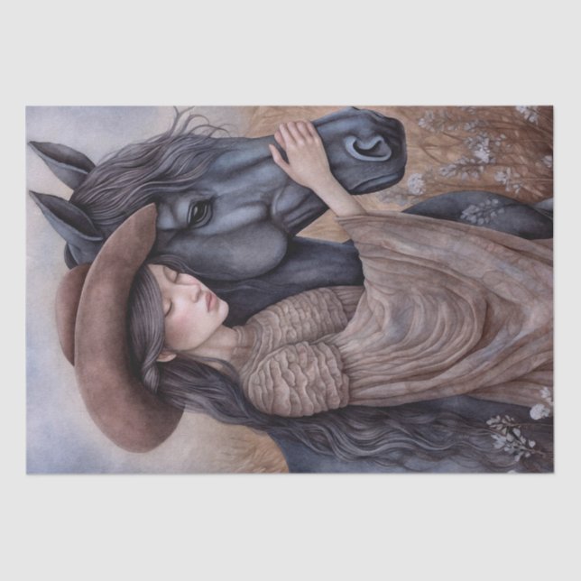 Horse Prairie Cowgirl "Best friends" Tissue Paper (Front)