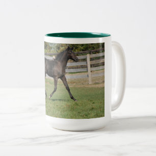 Horse Prancing in the Field Two-Tone Coffee Mug