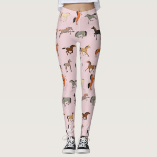 Horse Print Pattern, Women & Girls Kid, Cowgirl Leggings