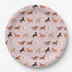 Horse Print Pattern, Women & Girls Kid, Cowgirl Paper Plate
