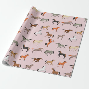 Horse Print Pattern, Women & Girls Kid, Cowgirl Wrapping Paper