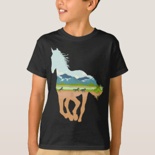 Horse Print with Landscape Horse Lover - Animal Ho T-Shirt
