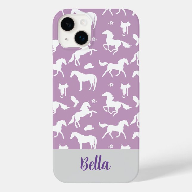 Horse Purple Pattern Rider Custom Name  Case-Mate iPhone Case (Back)