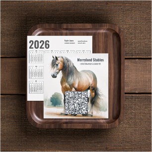 Horse QR Code 2026 Calendar Business Card