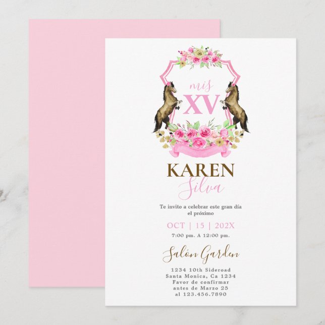 Horse Quinceanera Invitation (Front/Back)