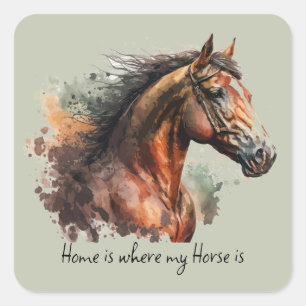Horse Quote Watercolor Custom Photo Riding  Square Sticker