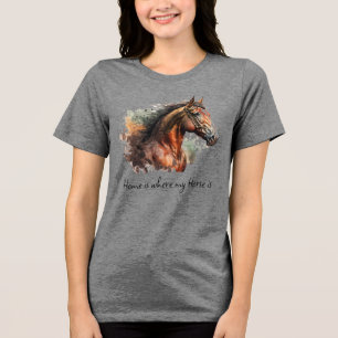 Horse Quote Watercolor Custom Photo Riding  Tri-Blend Shirt