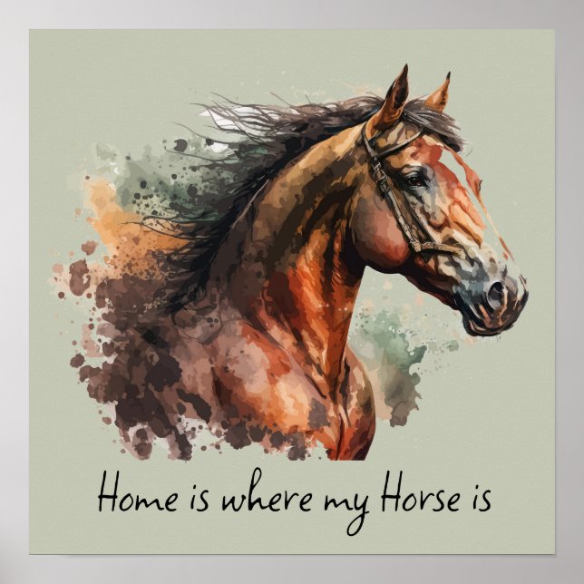 Horse Quote Watercolor Horseback Riding  Poster (Front)