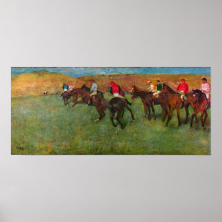 Horse race before the start by Edgar Degas Poster