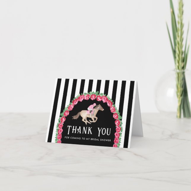 Horse Race Derby Bridal Shower Thank You Card (Front)