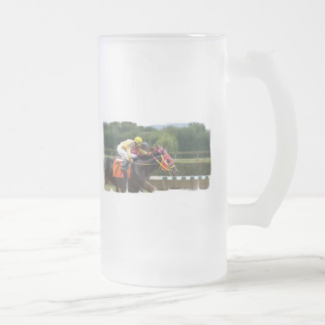 Horse Race Finish Frosted Beer Mug (Right)