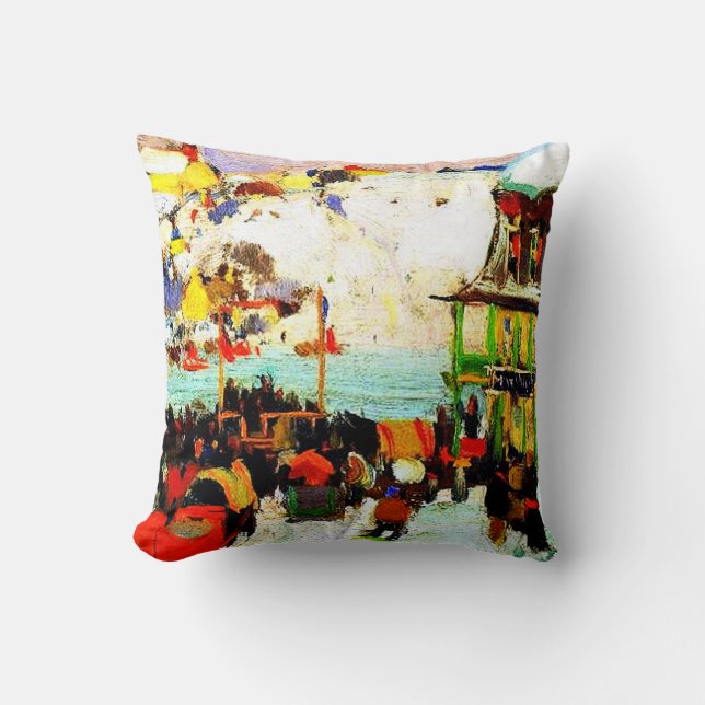 Horse Races in Winter by Clarence Gagnon Cushion (Front)