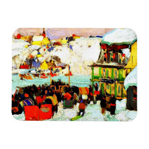 Horse Races in Winter by Clarence Gagnon Magnet