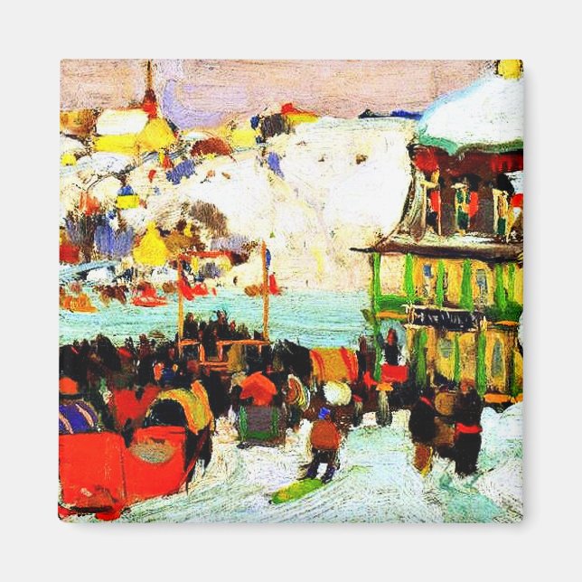 Horse Races in Winter by Clarence Gagnon Magnet (Front)