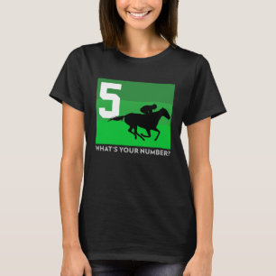 Horse Racing 5 Saddle Cloth Number Five Green Sad T-Shirt