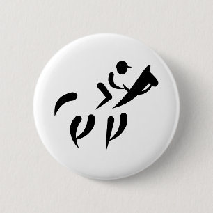Horse racing 6 cm round badge